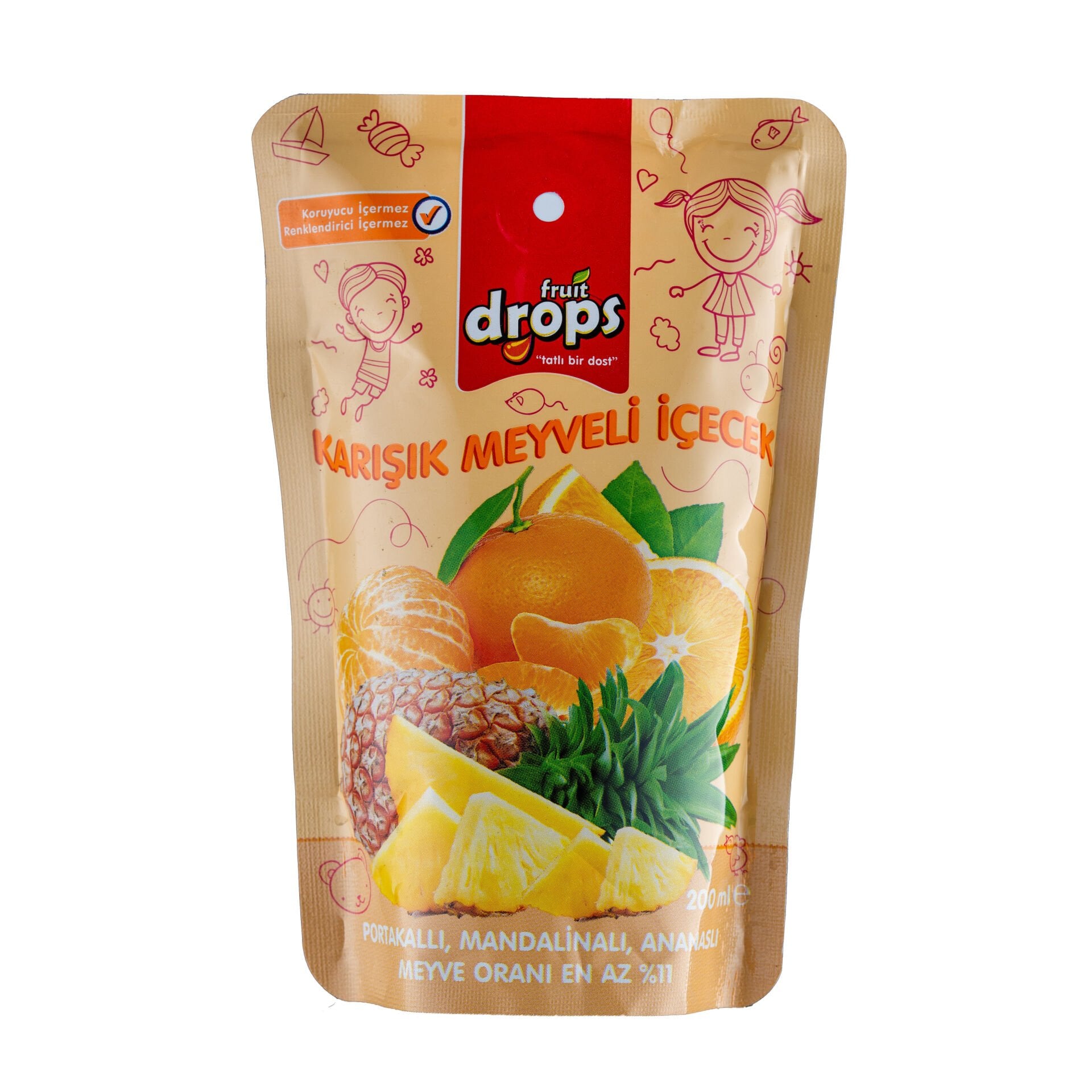 Fruıt Drops Karışık Meyveli İçecek Renkli 200X20